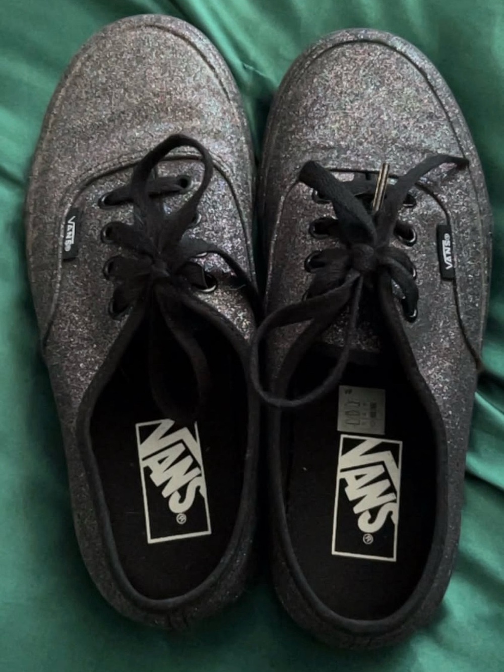 Vans Women's Black Glitter Authentic Low-Top Sneakers